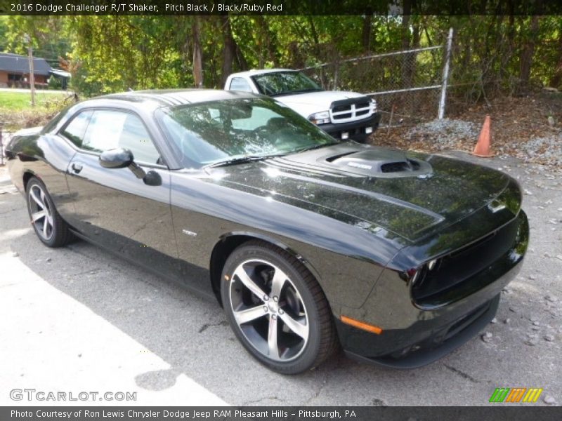 Pitch Black / Black/Ruby Red 2016 Dodge Challenger R/T Shaker