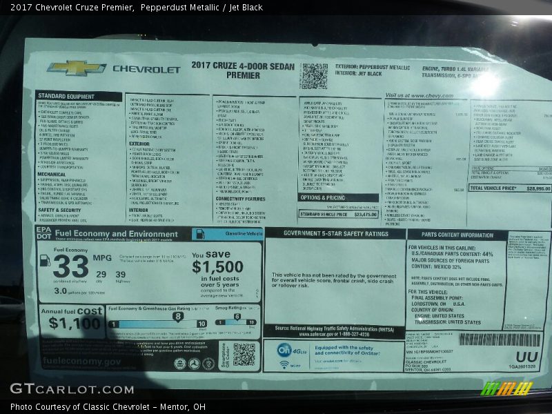 Pepperdust Metallic / Jet Black 2017 Chevrolet Cruze Premier