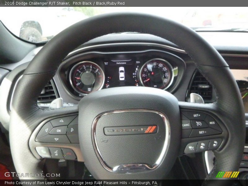 Pitch Black / Black/Ruby Red 2016 Dodge Challenger R/T Shaker