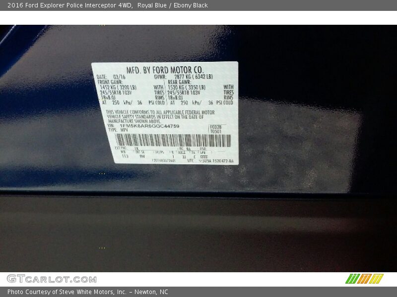 Royal Blue / Ebony Black 2016 Ford Explorer Police Interceptor 4WD