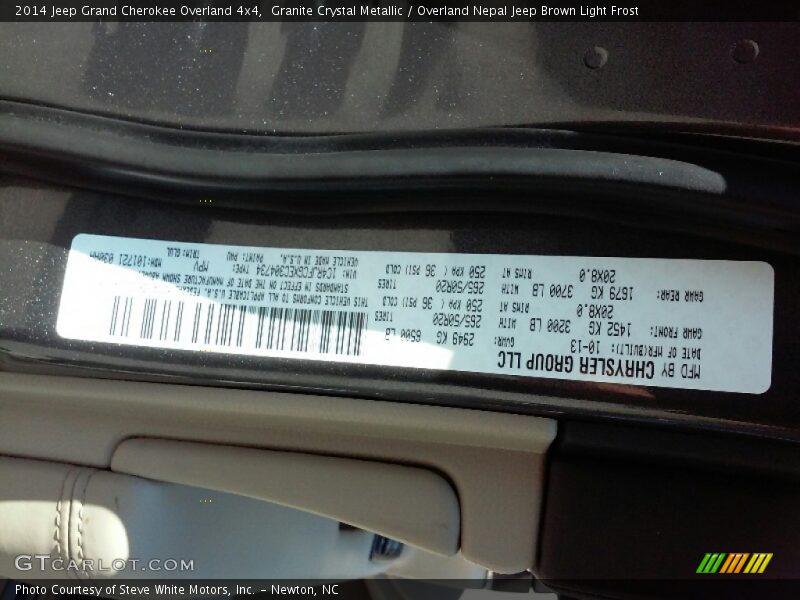 Granite Crystal Metallic / Overland Nepal Jeep Brown Light Frost 2014 Jeep Grand Cherokee Overland 4x4