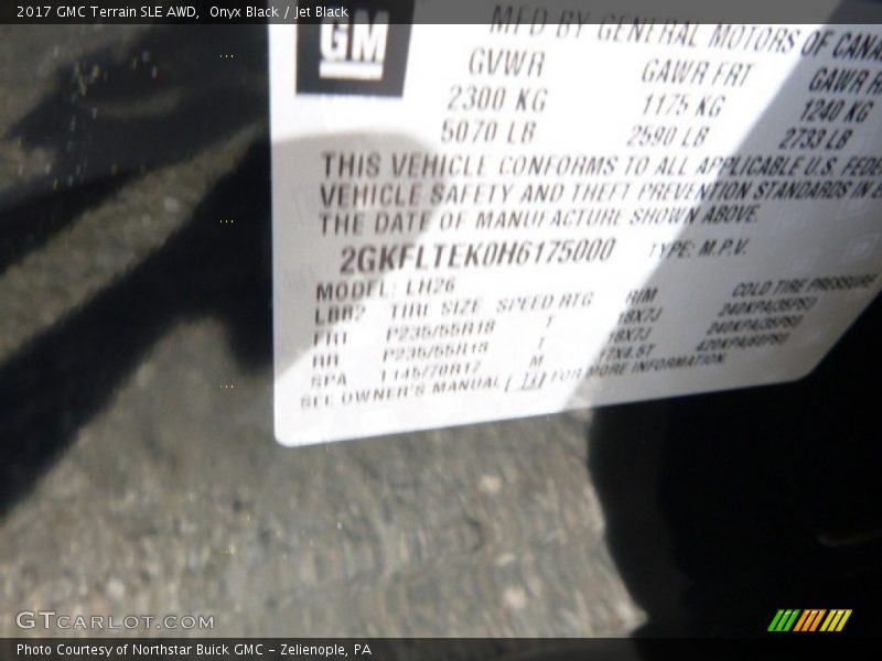 Onyx Black / Jet Black 2017 GMC Terrain SLE AWD