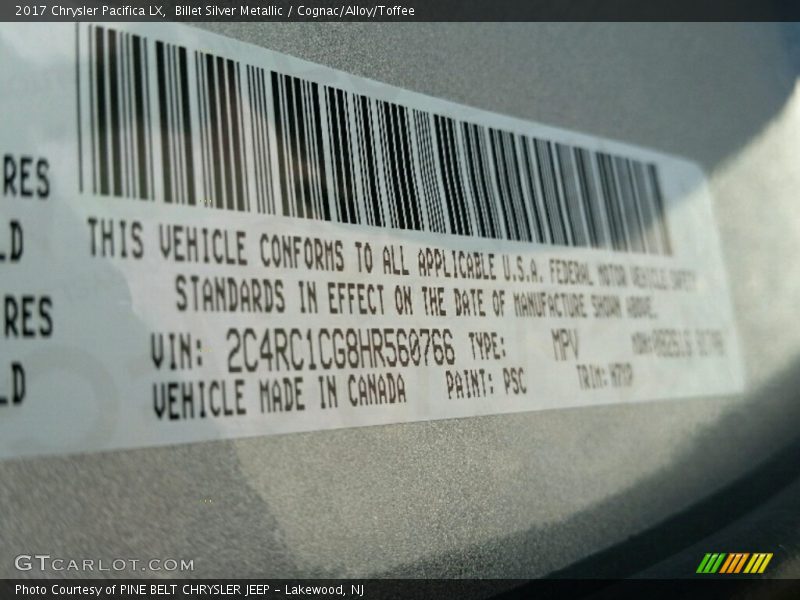 Billet Silver Metallic / Cognac/Alloy/Toffee 2017 Chrysler Pacifica LX