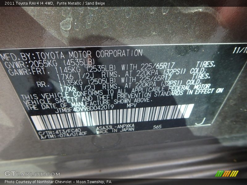 Pyrite Metallic / Sand Beige 2011 Toyota RAV4 I4 4WD