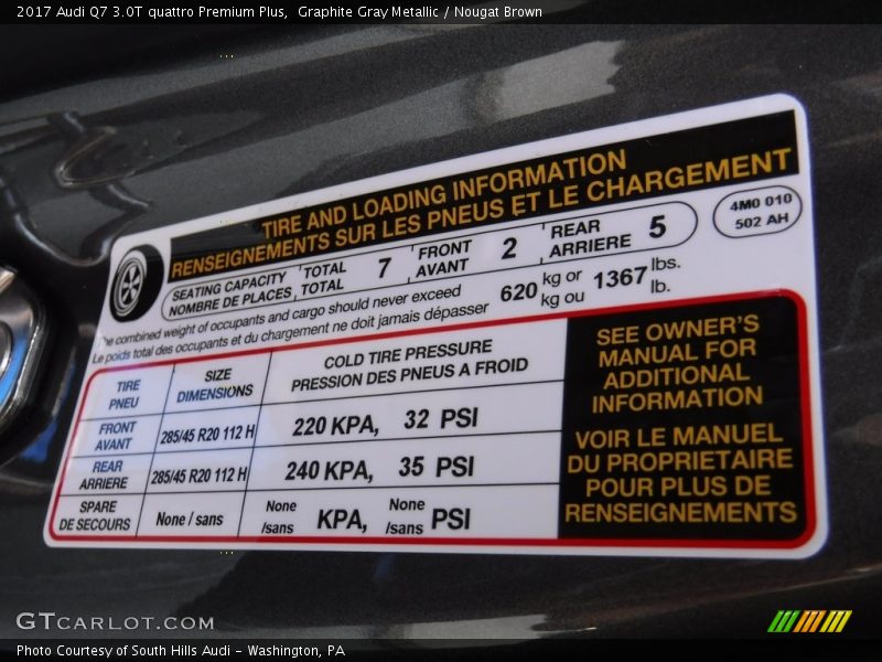 Graphite Gray Metallic / Nougat Brown 2017 Audi Q7 3.0T quattro Premium Plus
