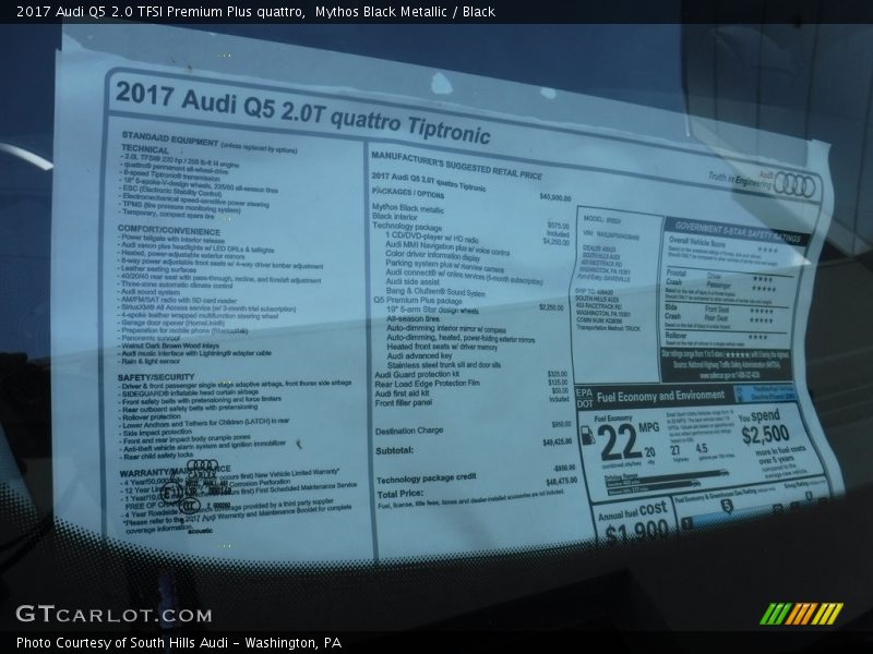 Mythos Black Metallic / Black 2017 Audi Q5 2.0 TFSI Premium Plus quattro