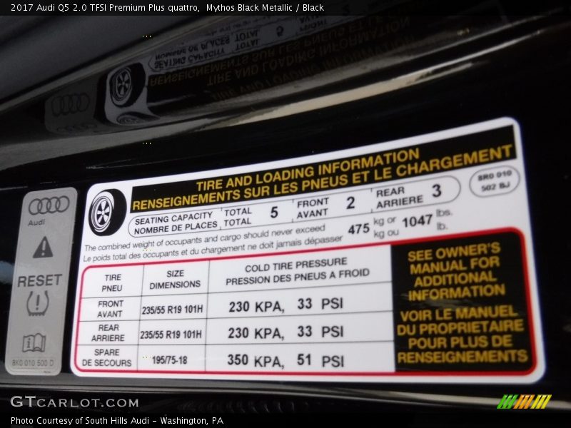 Mythos Black Metallic / Black 2017 Audi Q5 2.0 TFSI Premium Plus quattro