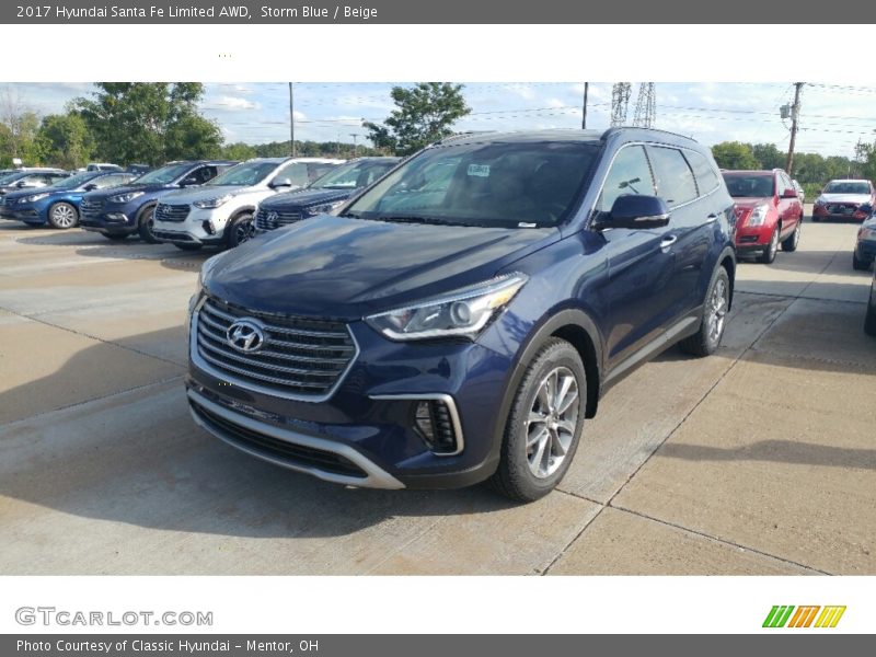 Storm Blue / Beige 2017 Hyundai Santa Fe Limited AWD