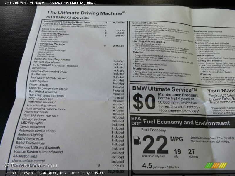 Space Grey Metallic / Black 2016 BMW X3 xDrive35i