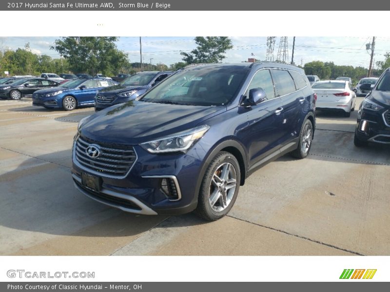 Storm Blue / Beige 2017 Hyundai Santa Fe Ultimate AWD