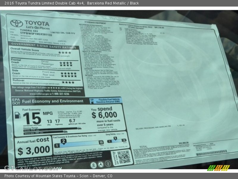 Barcelona Red Metallic / Black 2016 Toyota Tundra Limited Double Cab 4x4