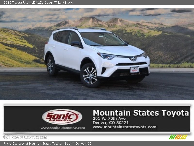 Super White / Black 2016 Toyota RAV4 LE AWD
