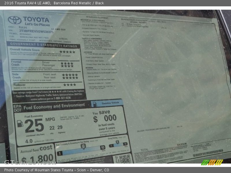 Barcelona Red Metallic / Black 2016 Toyota RAV4 LE AWD