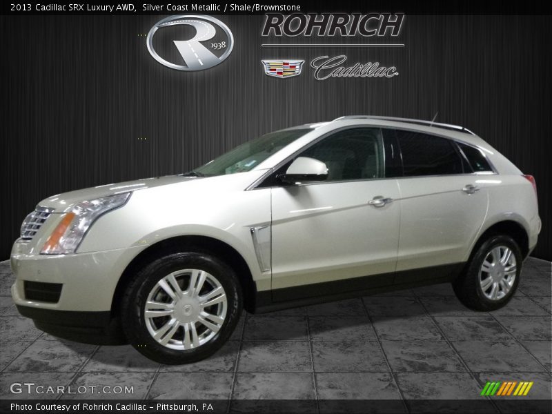 Silver Coast Metallic / Shale/Brownstone 2013 Cadillac SRX Luxury AWD