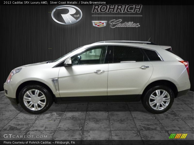 Silver Coast Metallic / Shale/Brownstone 2013 Cadillac SRX Luxury AWD
