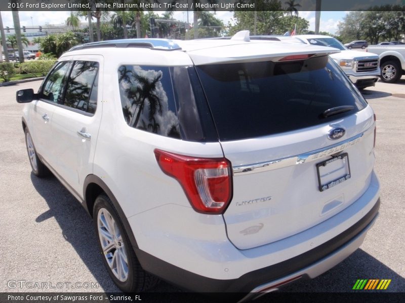 White Platinum Metallic Tri-Coat / Medium Light Camel 2016 Ford Explorer Limited