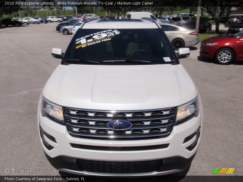 White Platinum Metallic Tri-Coat / Medium Light Camel 2016 Ford Explorer Limited