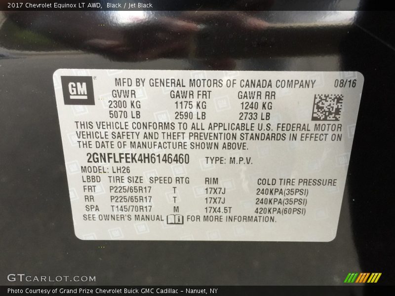 Black / Jet Black 2017 Chevrolet Equinox LT AWD