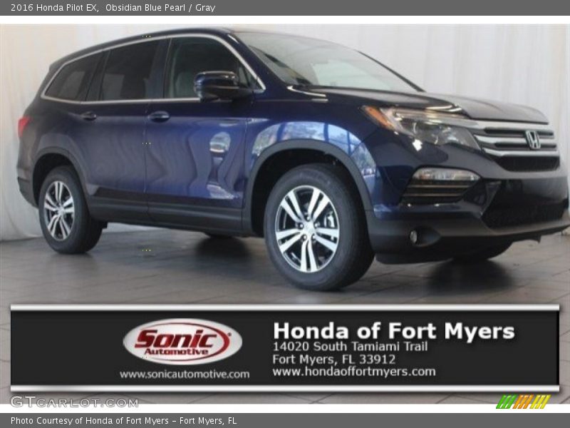 Obsidian Blue Pearl / Gray 2016 Honda Pilot EX
