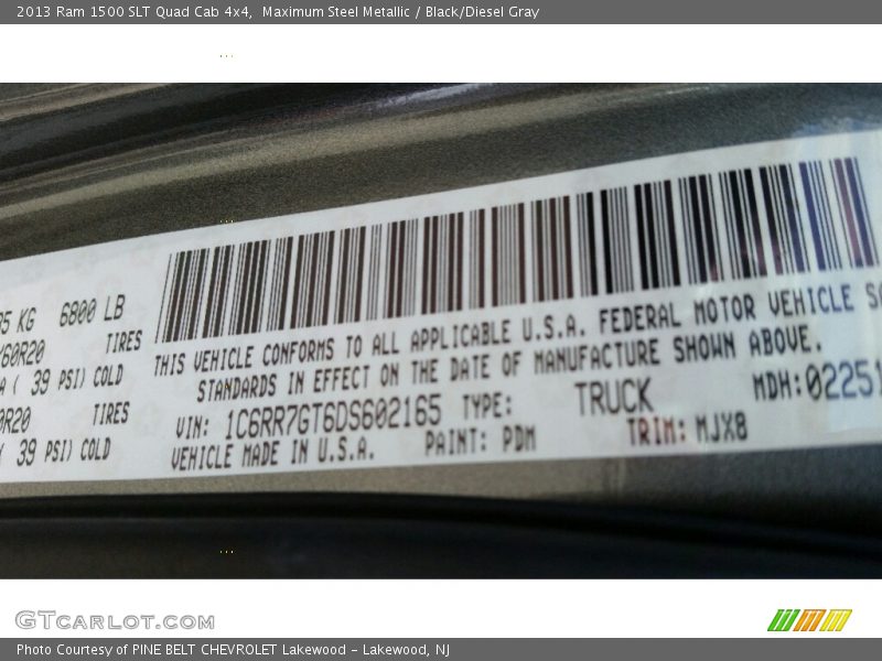 Maximum Steel Metallic / Black/Diesel Gray 2013 Ram 1500 SLT Quad Cab 4x4