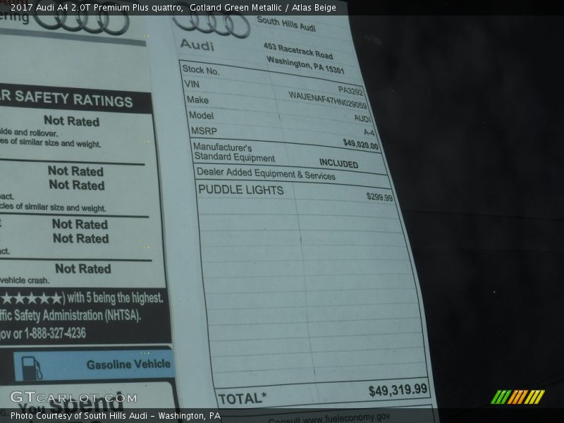 Gotland Green Metallic / Atlas Beige 2017 Audi A4 2.0T Premium Plus quattro