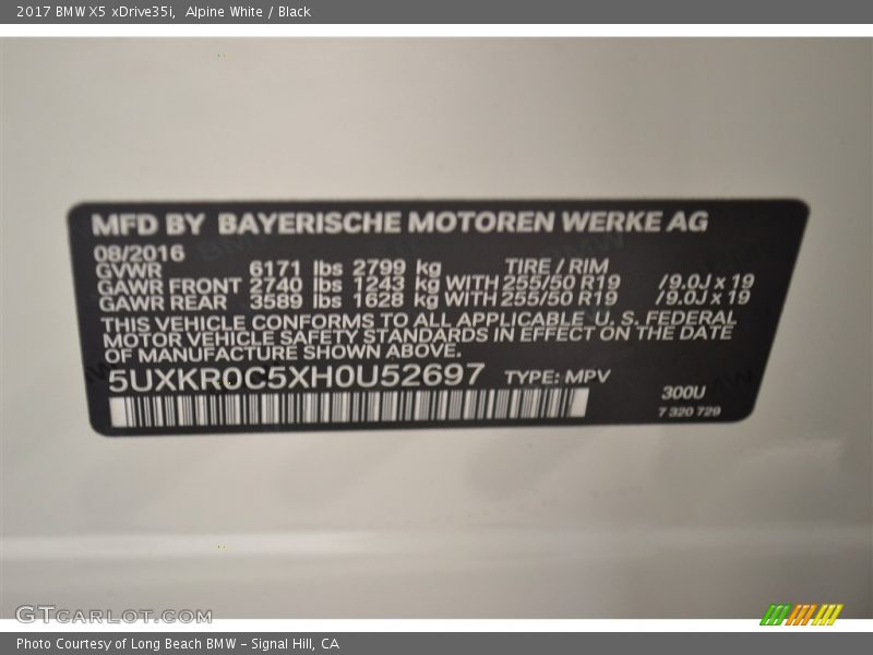 2017 X5 xDrive35i Alpine White Color Code 300