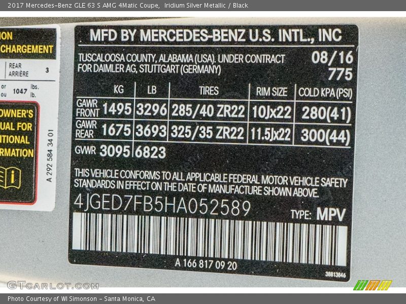 2017 GLE 63 S AMG 4Matic Coupe Iridium Silver Metallic Color Code 775