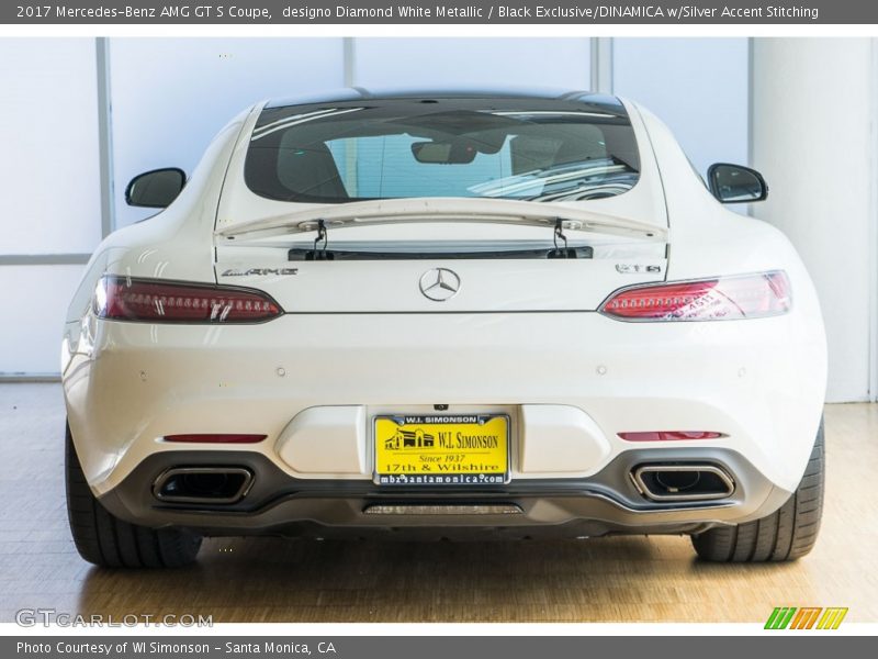 designo Diamond White Metallic / Black Exclusive/DINAMICA w/Silver Accent Stitching 2017 Mercedes-Benz AMG GT S Coupe