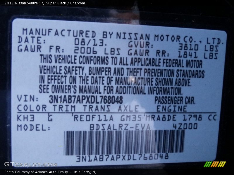 Super Black / Charcoal 2013 Nissan Sentra SR