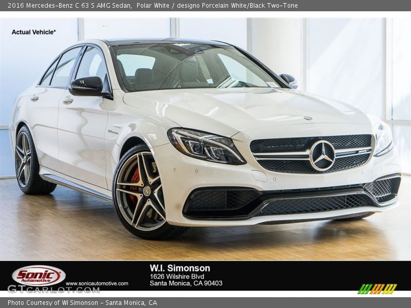 Polar White / designo Porcelain White/Black Two-Tone 2016 Mercedes-Benz C 63 S AMG Sedan