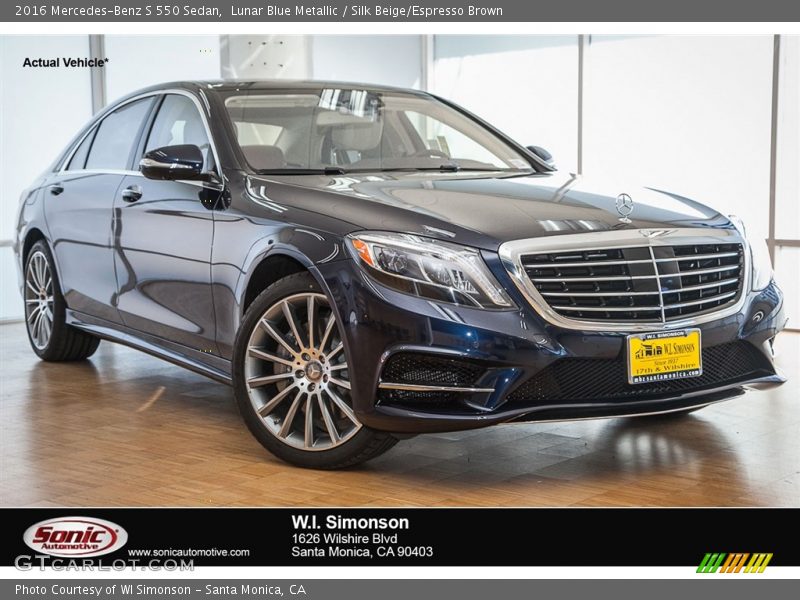Lunar Blue Metallic / Silk Beige/Espresso Brown 2016 Mercedes-Benz S 550 Sedan