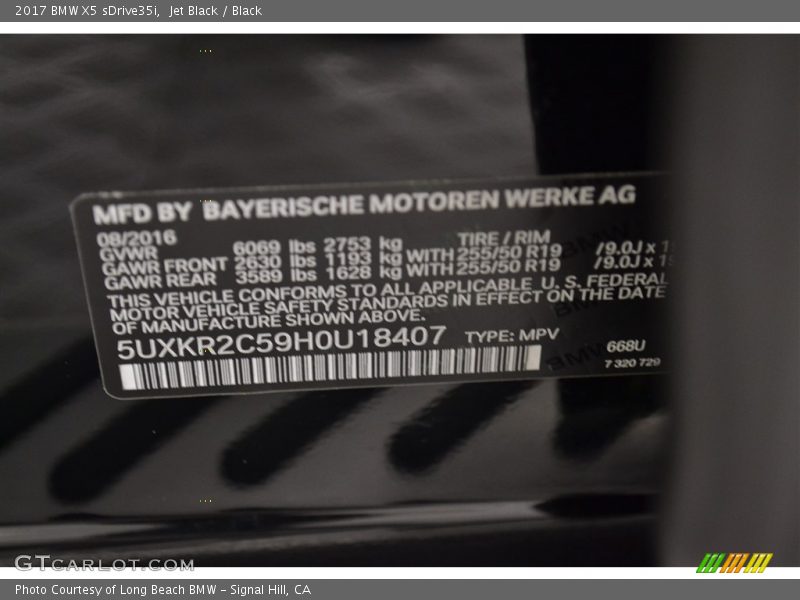 2017 X5 sDrive35i Jet Black Color Code 668