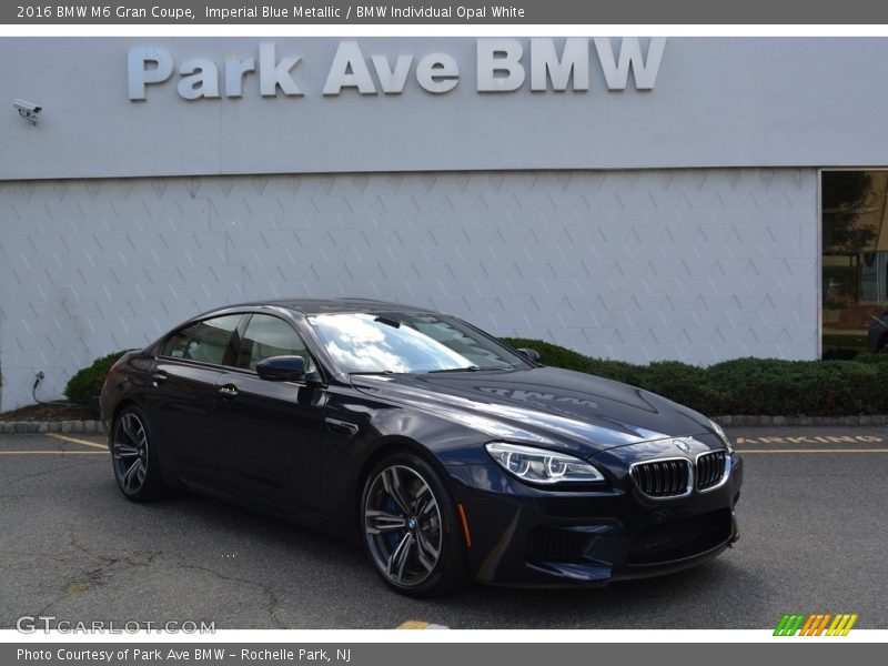 Imperial Blue Metallic / BMW Individual Opal White 2016 BMW M6 Gran Coupe