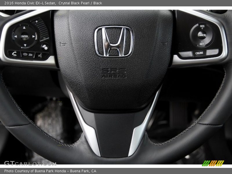 Crystal Black Pearl / Black 2016 Honda Civic EX-L Sedan