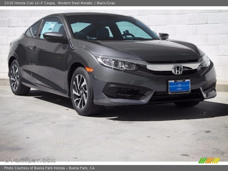 Modern Steel Metallic / Black/Gray 2016 Honda Civic LX-P Coupe