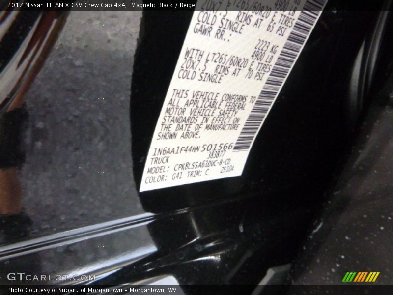 2017 TITAN XD SV Crew Cab 4x4 Magnetic Black Color Code G41