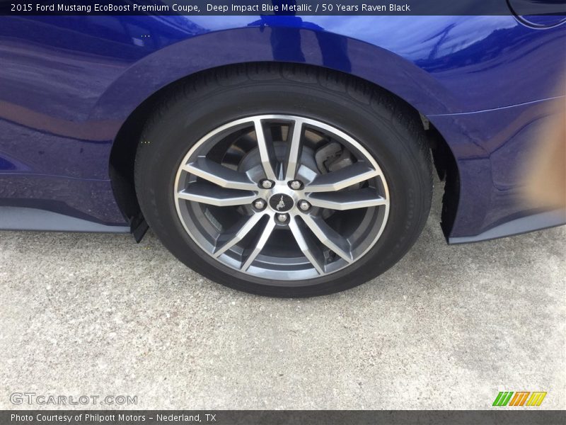 Deep Impact Blue Metallic / 50 Years Raven Black 2015 Ford Mustang EcoBoost Premium Coupe