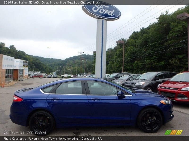 Deep Impact Blue Metallic / Charcoal Black 2016 Ford Fusion SE AWD