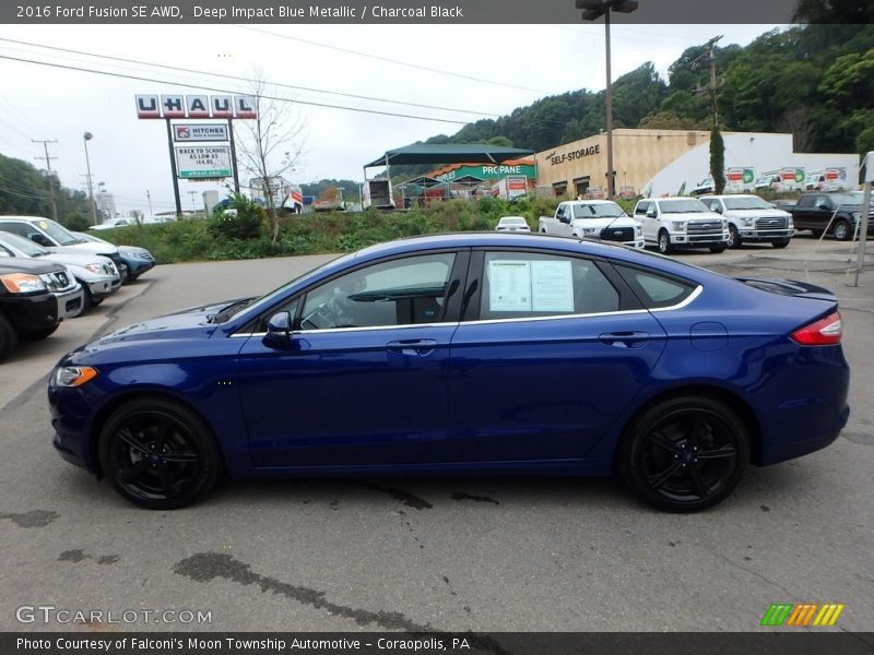 Deep Impact Blue Metallic / Charcoal Black 2016 Ford Fusion SE AWD