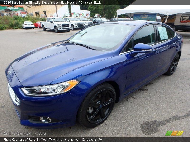 Deep Impact Blue Metallic / Charcoal Black 2016 Ford Fusion SE AWD