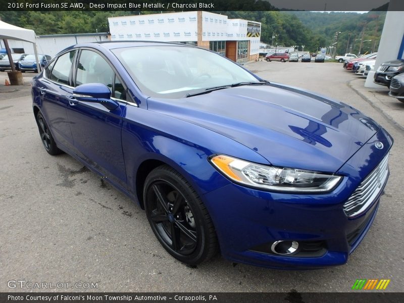Deep Impact Blue Metallic / Charcoal Black 2016 Ford Fusion SE AWD