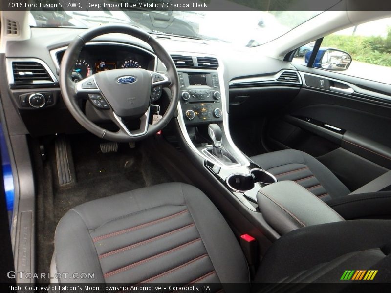 Deep Impact Blue Metallic / Charcoal Black 2016 Ford Fusion SE AWD