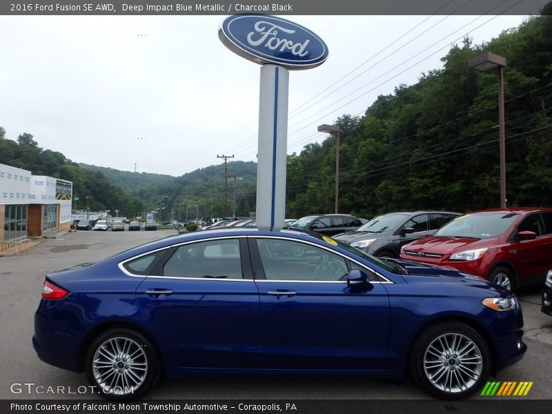 Deep Impact Blue Metallic / Charcoal Black 2016 Ford Fusion SE AWD