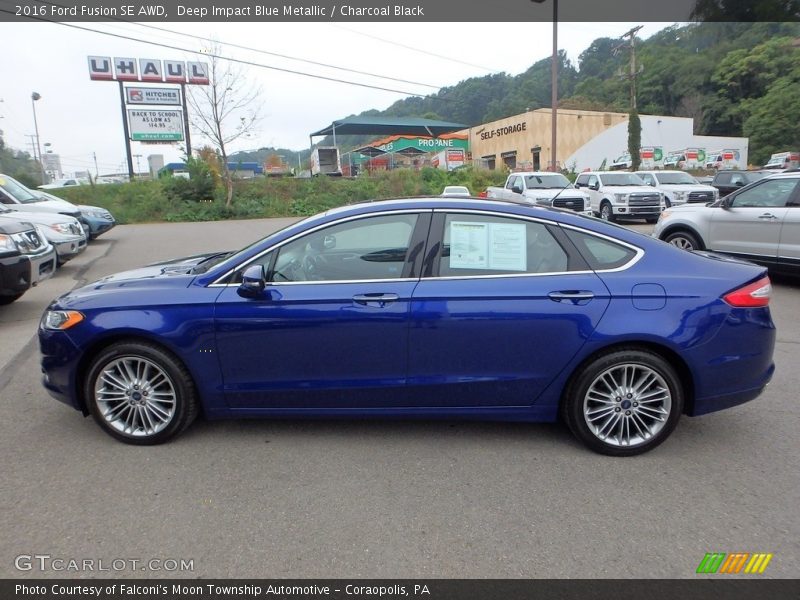 Deep Impact Blue Metallic / Charcoal Black 2016 Ford Fusion SE AWD