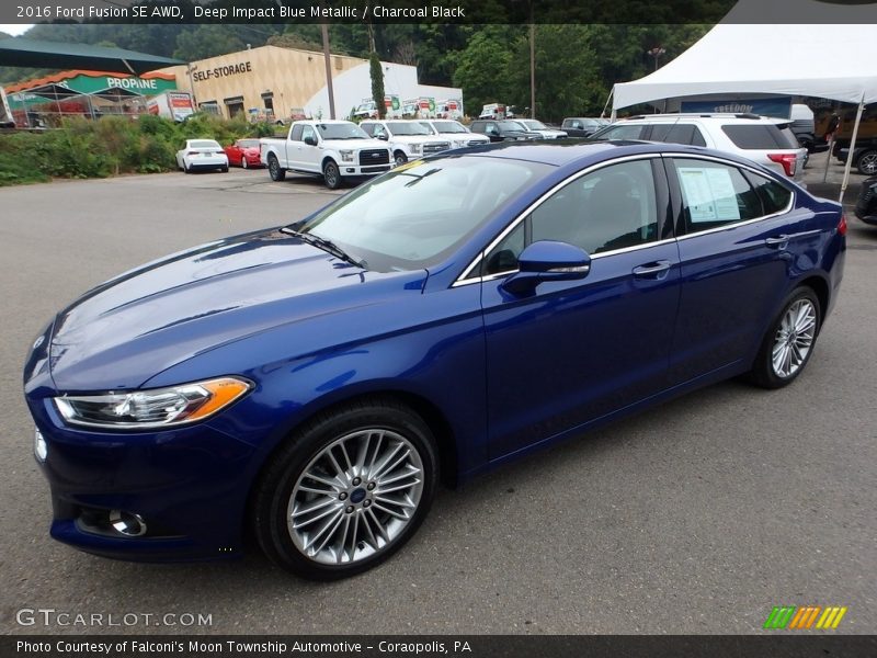 Deep Impact Blue Metallic / Charcoal Black 2016 Ford Fusion SE AWD