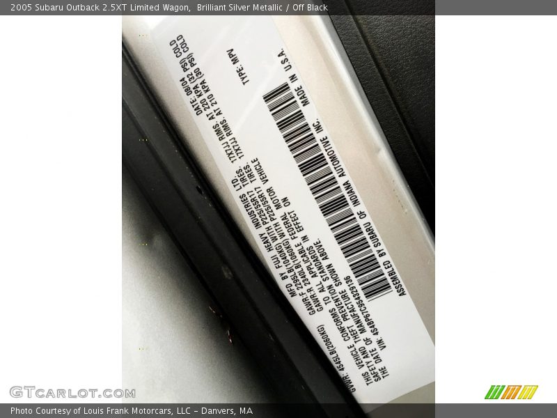 Brilliant Silver Metallic / Off Black 2005 Subaru Outback 2.5XT Limited Wagon
