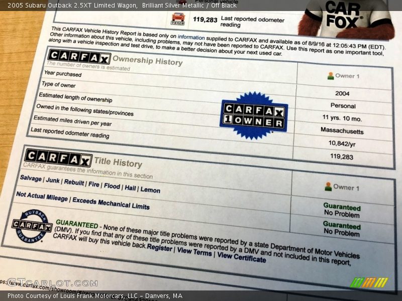 Brilliant Silver Metallic / Off Black 2005 Subaru Outback 2.5XT Limited Wagon