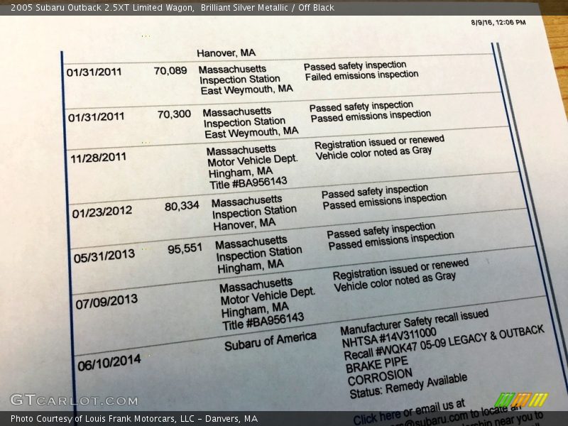 Brilliant Silver Metallic / Off Black 2005 Subaru Outback 2.5XT Limited Wagon
