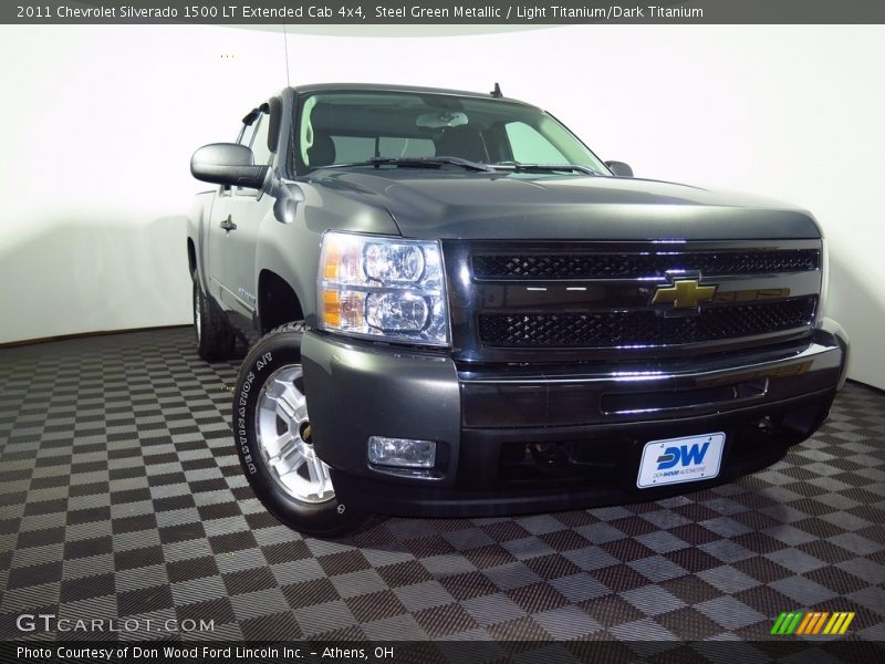 Steel Green Metallic / Light Titanium/Dark Titanium 2011 Chevrolet Silverado 1500 LT Extended Cab 4x4