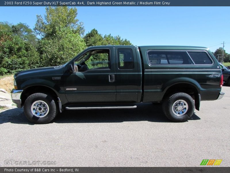 Dark Highland Green Metallic / Medium Flint Grey 2003 Ford F250 Super Duty XLT SuperCab 4x4